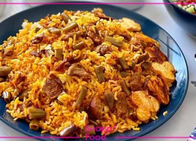 طرز تهیه لوبیا پلو مجلسی با گوشت یا مرغ