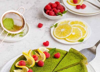 2 طرز تهیه چیز کیک ماچا یخچالی و در فر